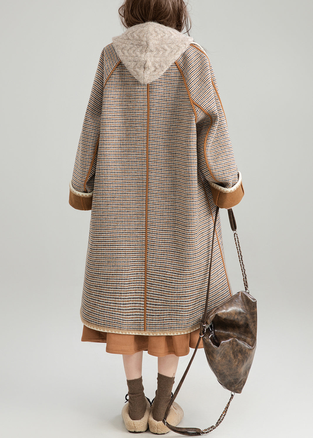 Loose Coffee Button Wear on Both Sides Woolen Coats Spring