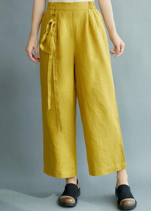 Yellow Loose Straight Fall Pants