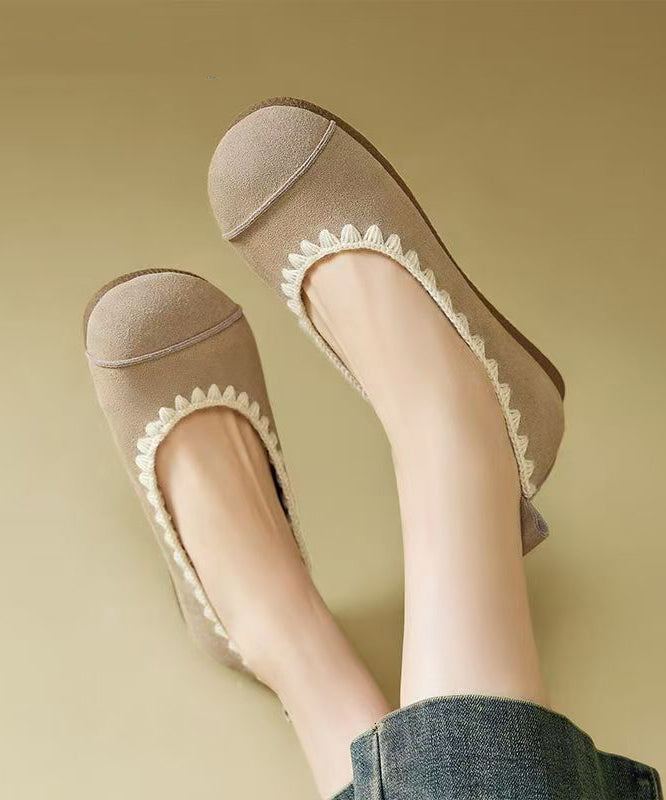 Comfy Leopard Splicing Flat Shoes Suede