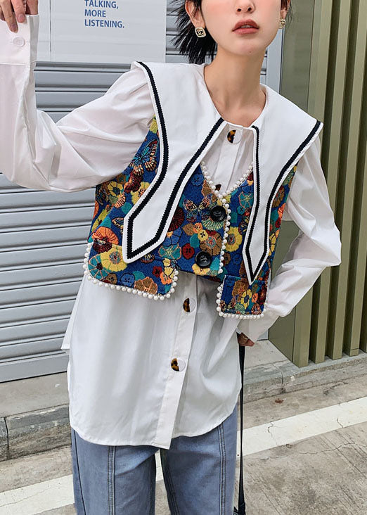 Fine Colorblock Jacquard Nail Bead Patchwork Cotton Vest Spring