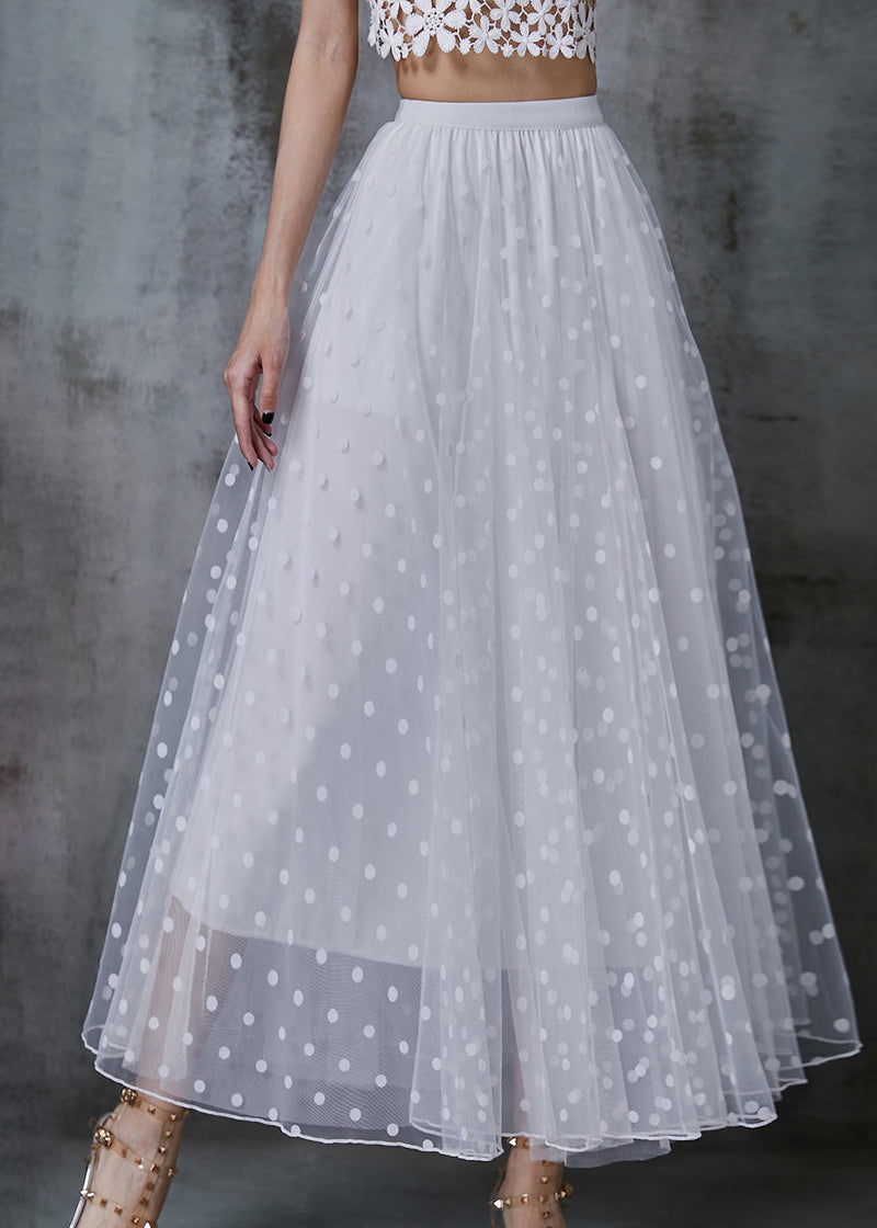 White Print Exra Large Hem Tulle Skirts Summer