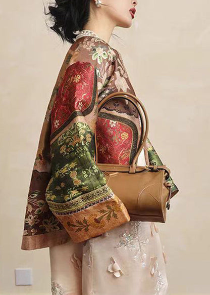 Chinese Style O-neck Print Coats Spring