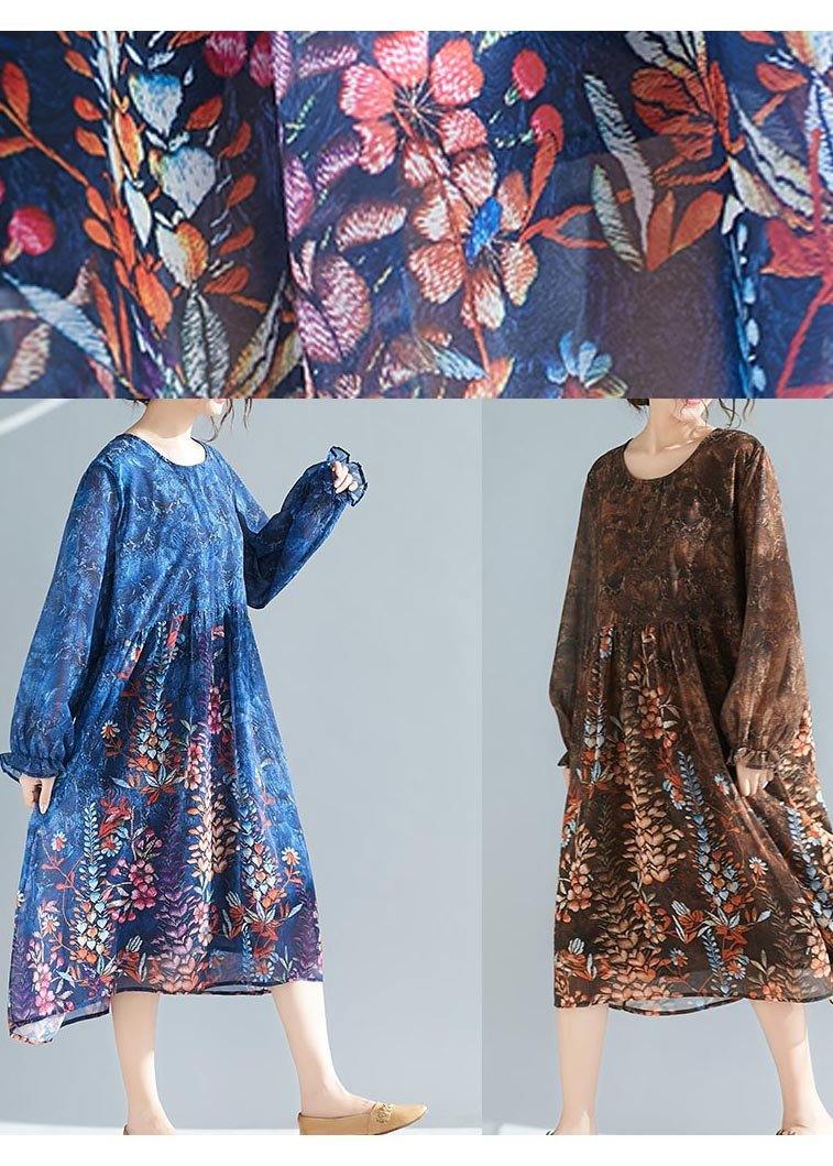 Vivid O Neck Cinched Summer Tunic Catwalk Chocolate Print Dresses