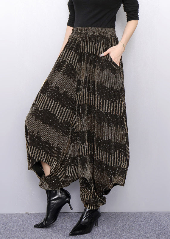 Minimalism Lantern Pants With Textured Gold Pattern