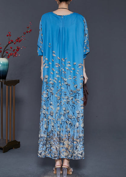 Blue Oversized Silk Beach Dress Spring