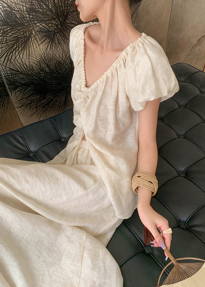 Beige Stand Collar Cinched T Shirts and Silk Maxi Skirts Two Piece Set Summer