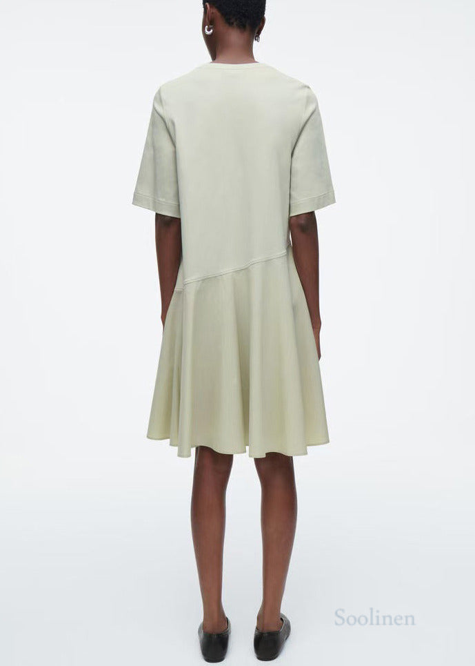Light Green Patchwork Cotton Day Dress Summer