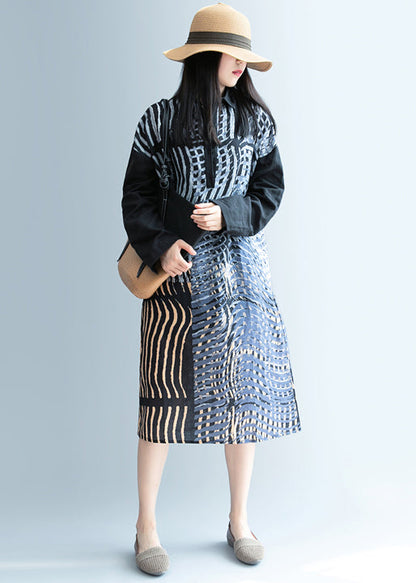 Black Peter Pan Collar Patchwork Linen Shirts Tops Spring