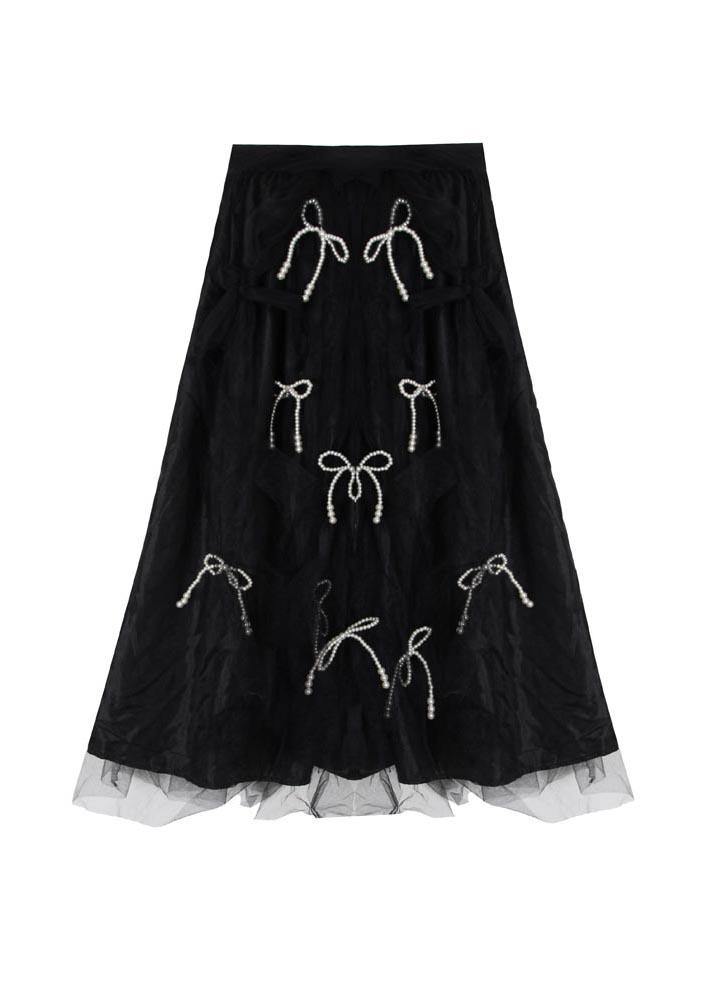 Handmade Black Bow Hollow Outside Open Summer Skirt