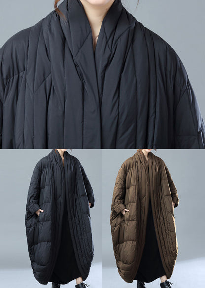 Chocolate Warm Duck Down Witner Coats Side Open