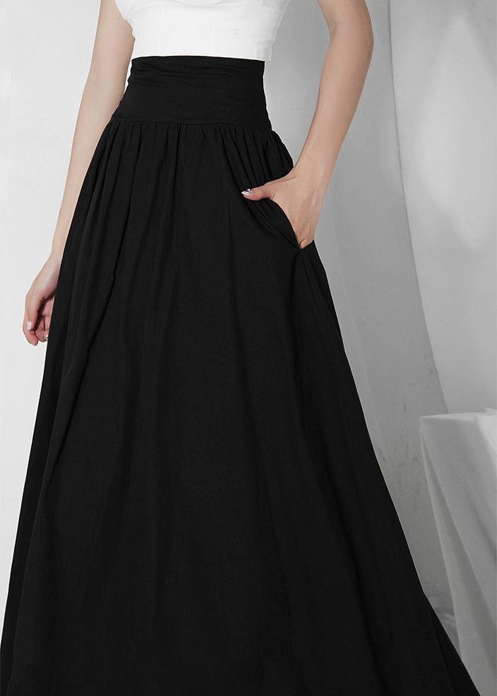 Italian Black High Waist Cinched Skirts Summer