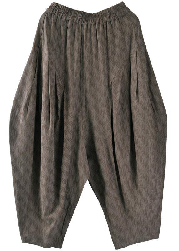 Grey High Waist Cotton Linen Lantern Pants Summer