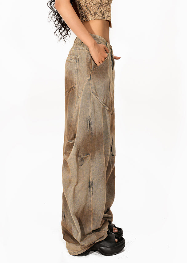 Patchwork Tie Dye Wide Leg Jeans Summer