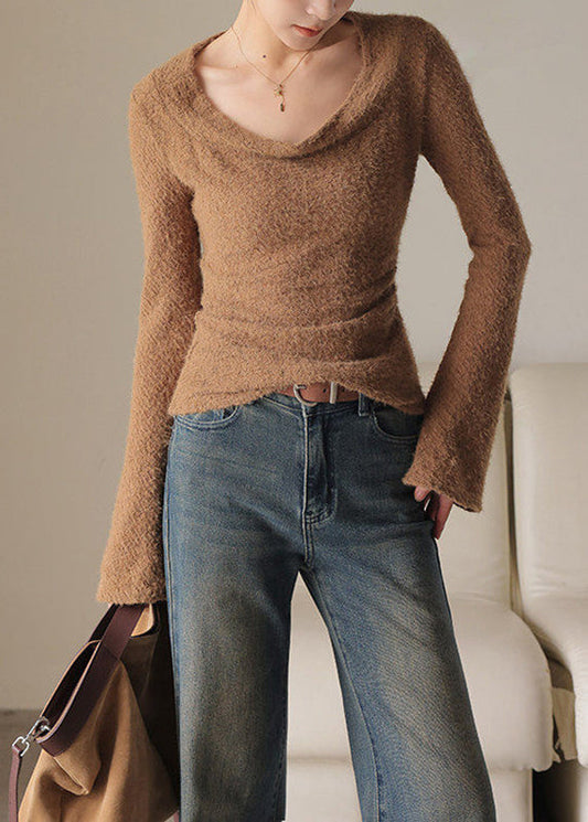 Chocolate Flare Sleeve Patchwork Top