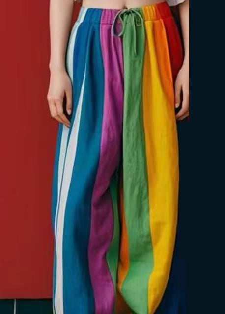 Diy Multicolour Oversized Linen Wide Leg Pants Spring