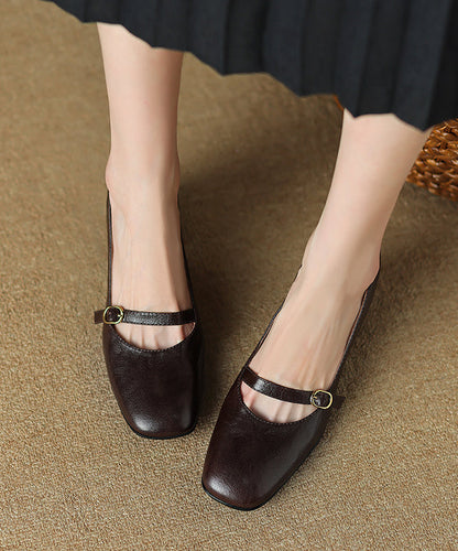 Sheepskin Loafers Chunky Heel French Black