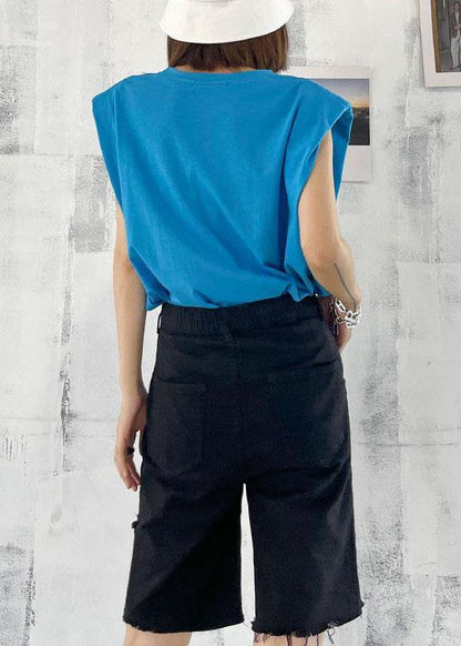 Black High Waist Hole Shorts Pants