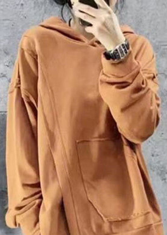 Yellow Asymmetrical Design Hooded Sweatshirts Spring
