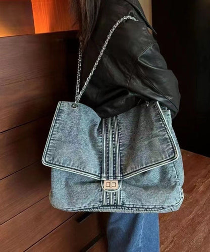 New Light Blue Large Capacity Chain Denim Shoulder Bag