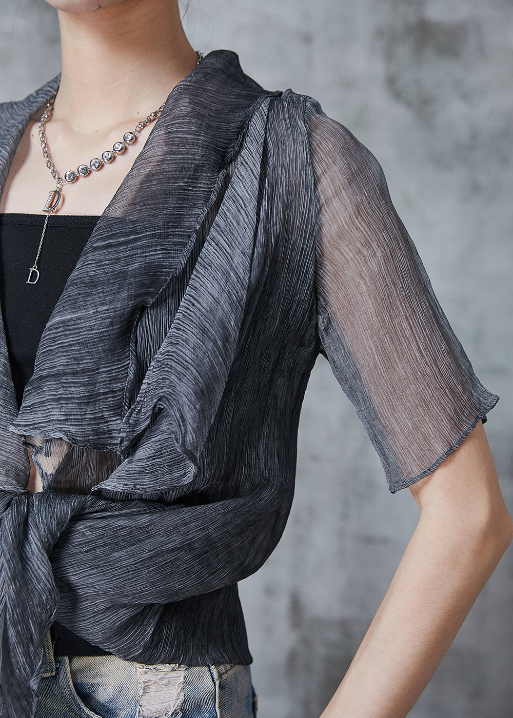French Grey Oversized Tulle Upf 50+ Cardigan Summer