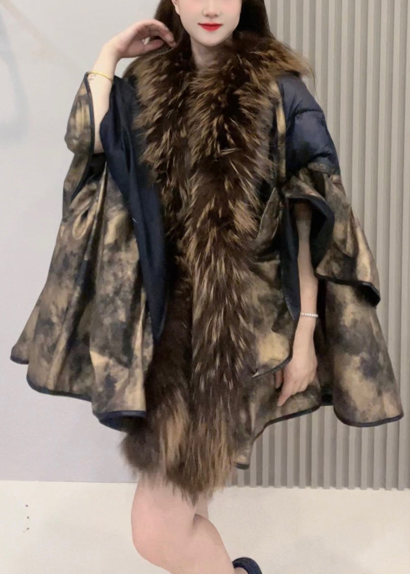 Loose Fur Collar Patchwork Leather and Fur Coats Winter