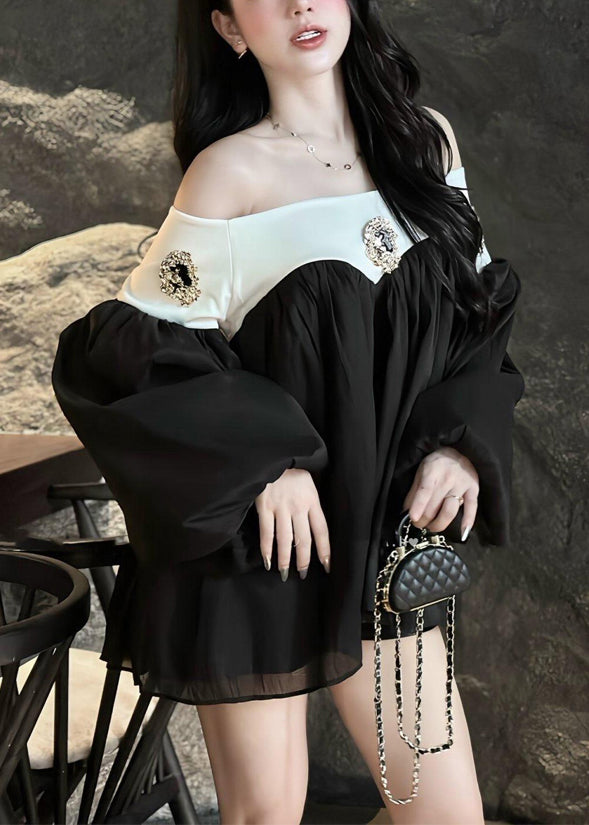 Diy Black Cold Shoulder Patchwork Cotton Blouse Top Spring