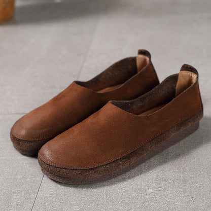 Grey Flat Shoes Cowhide Leather Boutique Shoes for