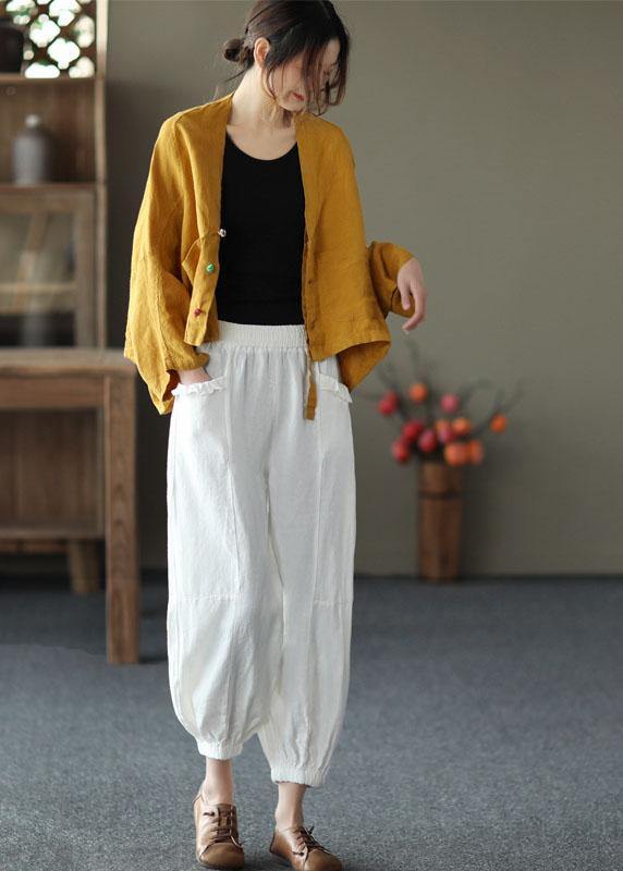 Fine Yellow Bat Wing Sleeve Pockets Coat Short