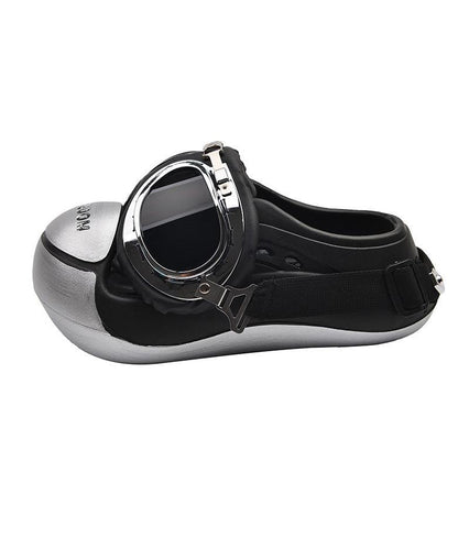 Silver Splicing Platform Slide Sandals