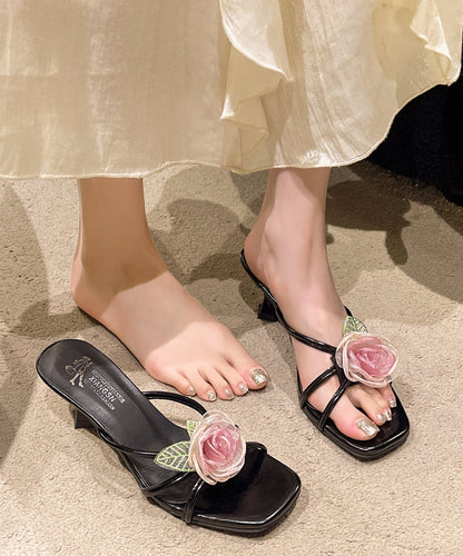 Boutique French Beige Slide Sandals Peep Toe