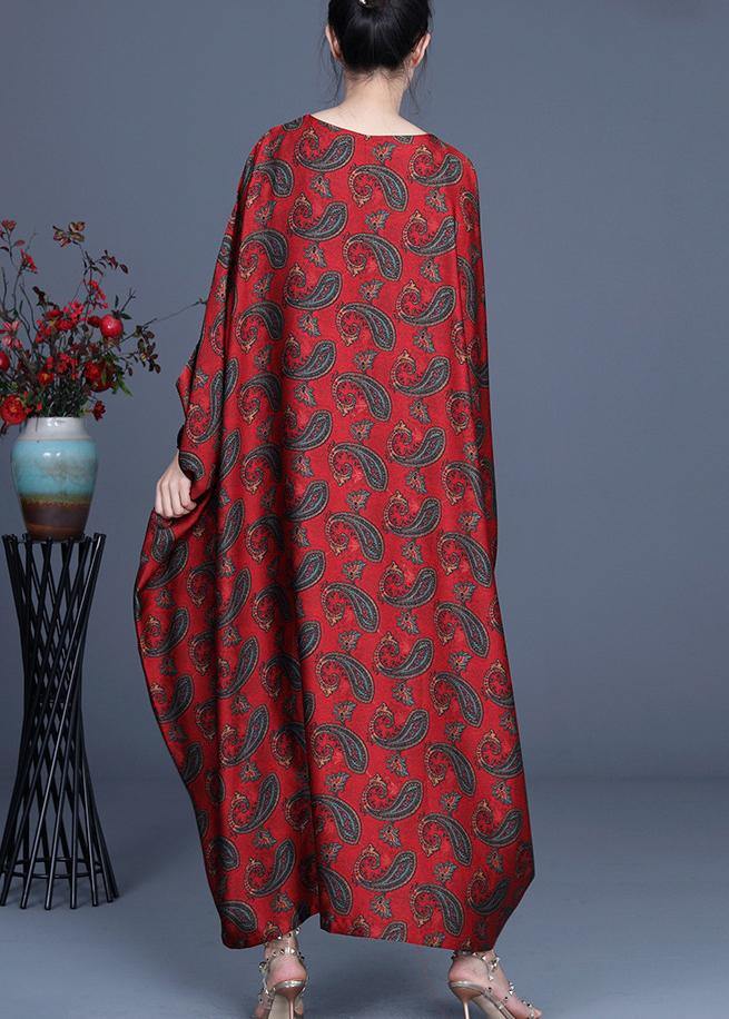 Unique Red Print Patchwork Long Dresses Summer Spring