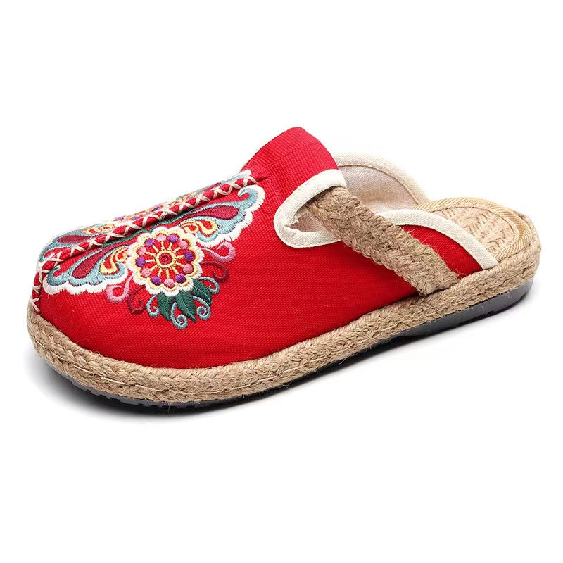Linen Shoes Flip Flop Flats