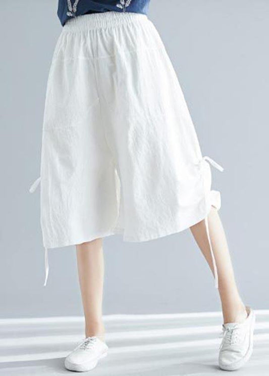 Comfy White Wide Leg Cotton Linen Pants Summer