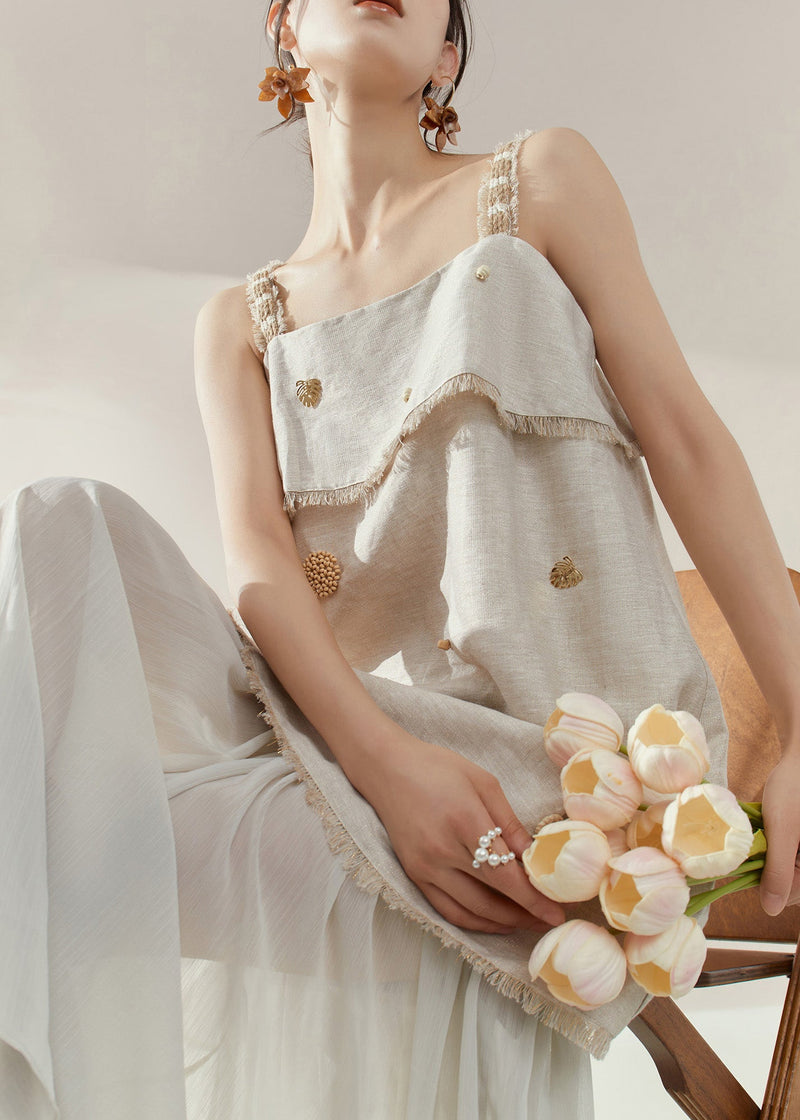 Loose Slash Neck Patchwork Vest and Skirts Two Pieces Set Summer