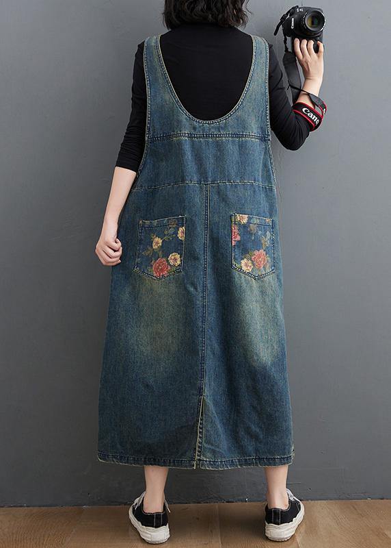 Denim Blue Print Dress Fall Denim Dress