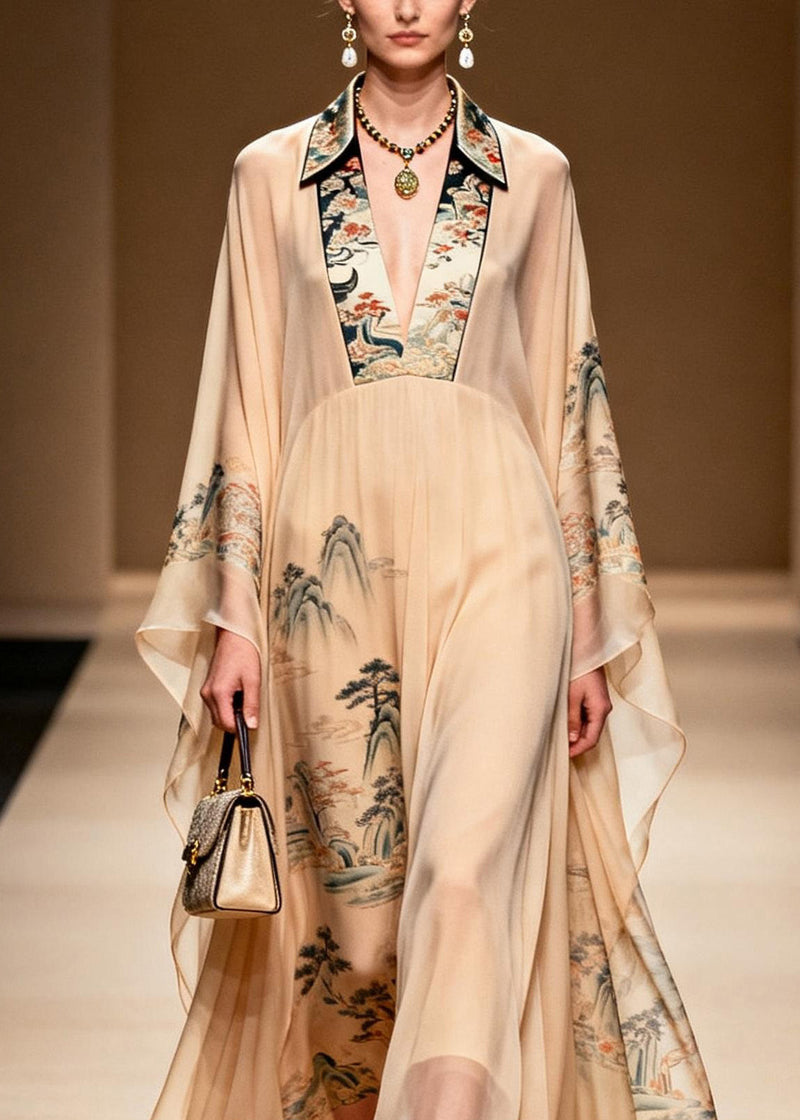 Asymmetrical Print Patchwork Chiffon Dress Spring