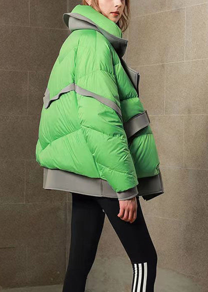 Green Peter Pan Collar False Two Pieces Duck Down Coats Winter