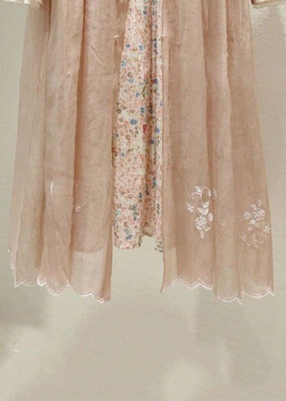 Pink Ruffled Button Print Cotton Two Pieces Set Dress Spring