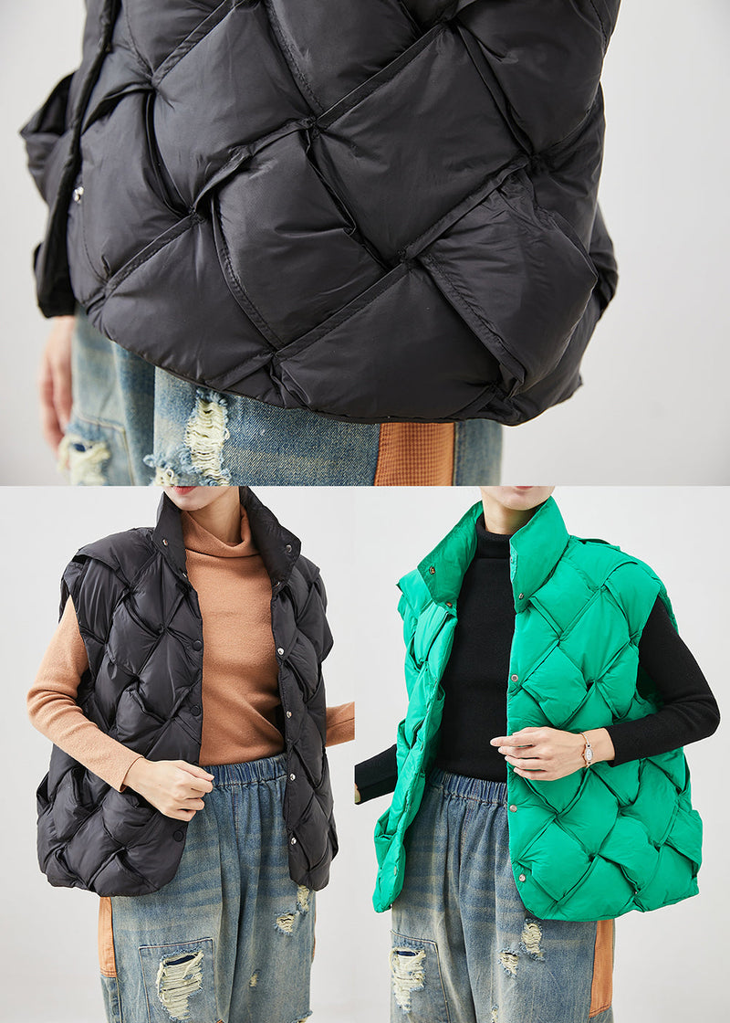 Grass Green Plaid Duck Down Down Vest Winter