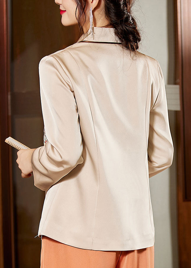 Apricot Stand Collar Printing Shirt Bottoming Shirt