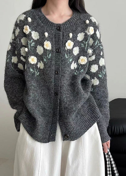 Handmade Grey Oversized Knit Coats Winter