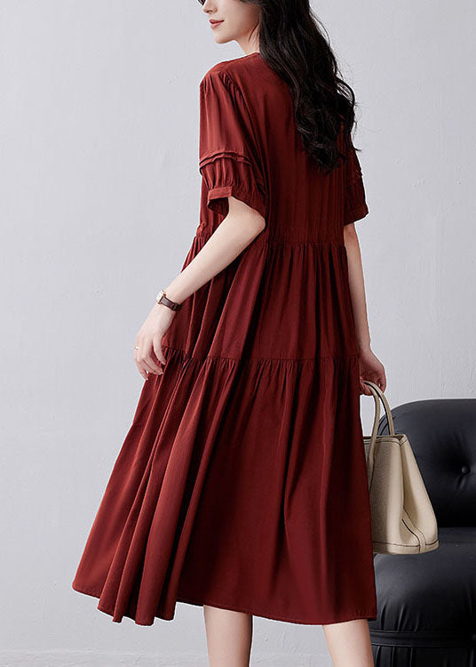 Mulberry Cinched Embroidered Cotton Dress Summer
