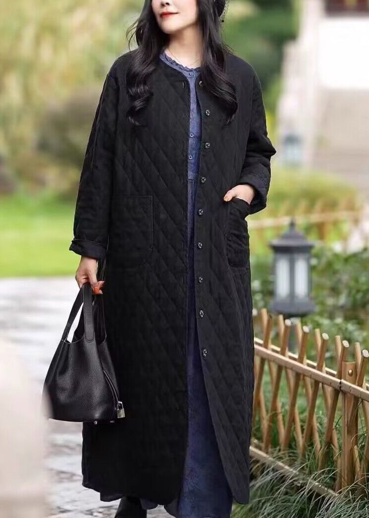 Red O Neck Pockets Fine Cotton Filled Coat in Winter