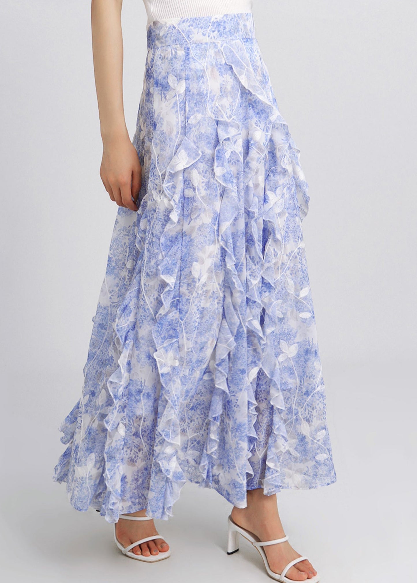 Yellow Ruffled Original Design Chiffon Skirt Summer