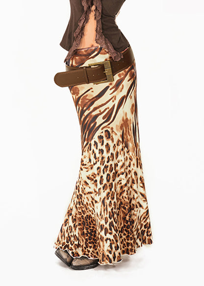 Leopard Print Long Fishtail Skirt Summer