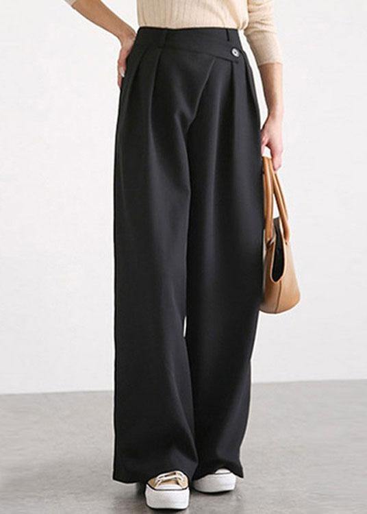 Work Cross Button Design Wide Leg Pants Spring