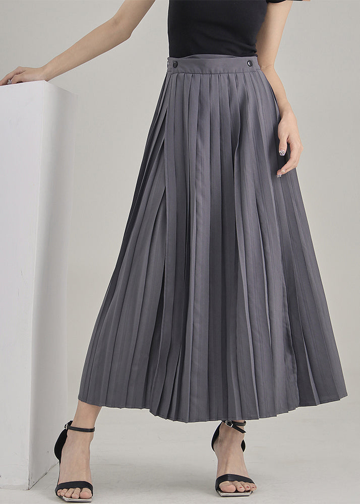 Stylish Grey Patchwork Wrinkled Skirt Spring