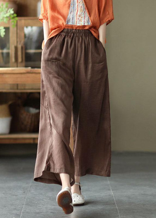 Chocolate Summer Ramie Wide Leg Pants