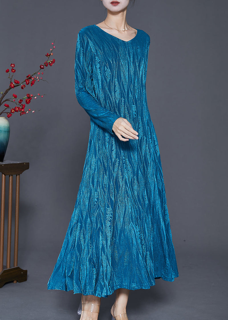 Diy Blue V Neck Exra Large Hem Cotton Vacation Dresses Spring