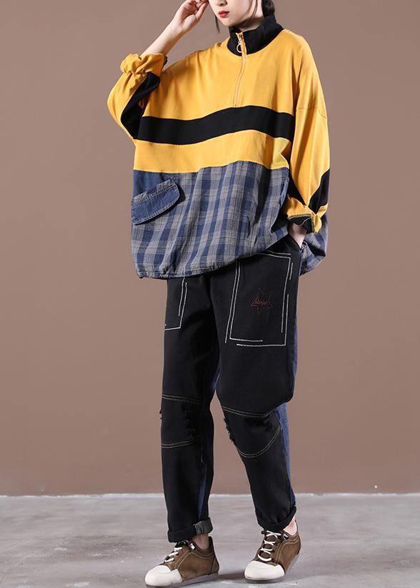 Patchwork Spring Italian Blouses Yellow Tops